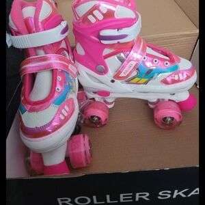 Pink Kids Adjustable Quad Roller Skates